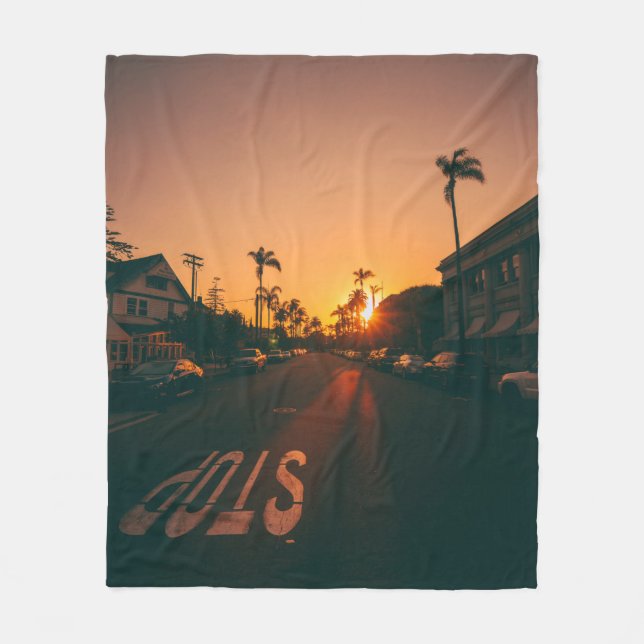 Sunset over the horizon fleece blanket (Front)