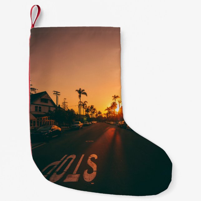 Sunset over the horizon small christmas stocking (Front)