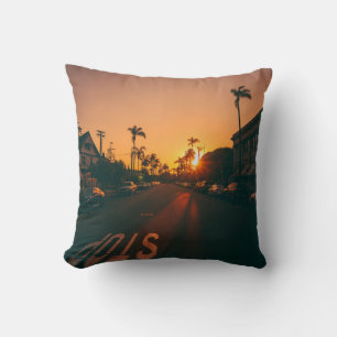 Sunset over the horizon throw pillow