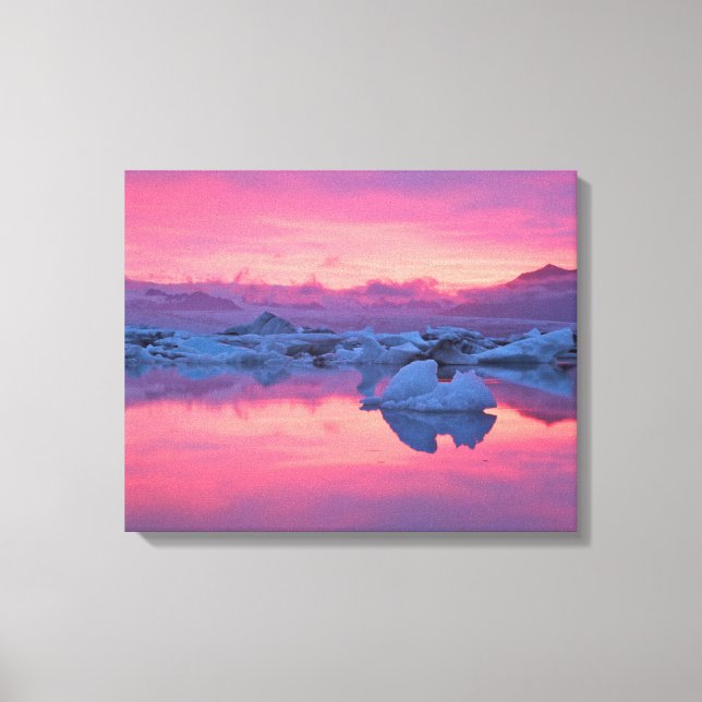 Sunset Over the Jokulsarlon Glacier Lagoon Canvas Print (Front)