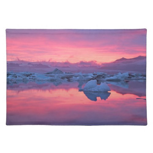 Sunset Over the Jokulsarlon Glacier Lagoon Cloth Placemat