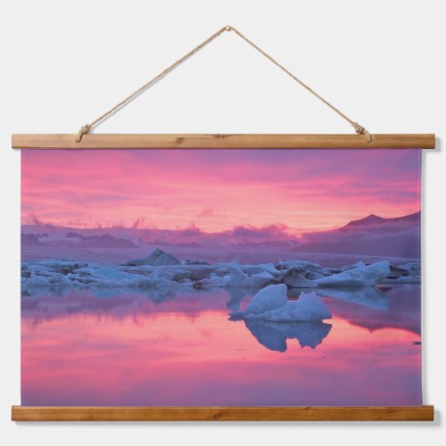 Sunset Over the Jokulsarlon Glacier Lagoon Hanging Tapestry