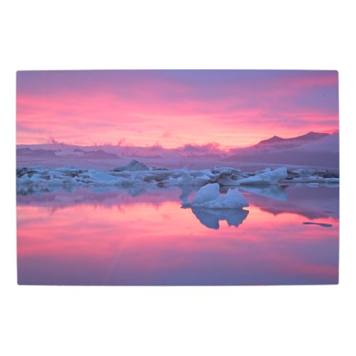 Sunset Over the Jokulsarlon Glacier Lagoon Metal Print