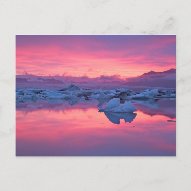 Sunset Over the Jokulsarlon Glacier Lagoon Postcard (Front)