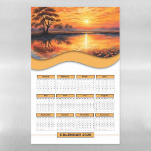 Sunset Over The Lake 2025 Calendar Magnetic Dry Erase Sheet