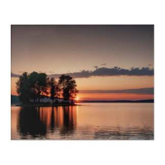 Sunset over the lake acrylic print