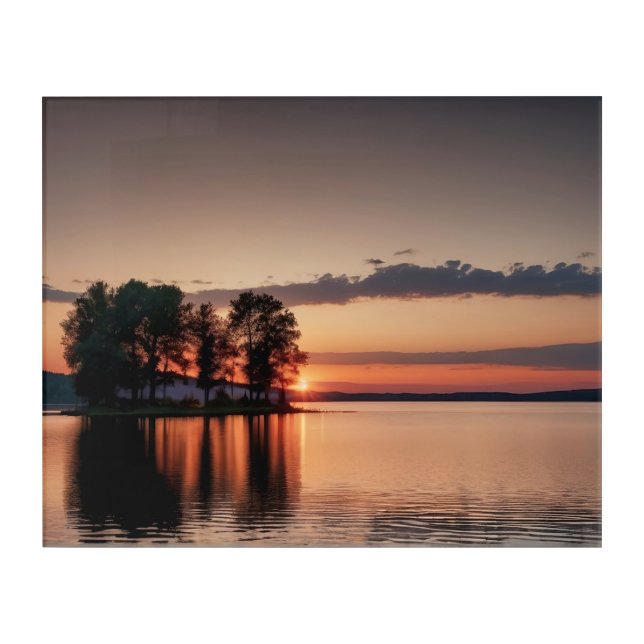 Sunset over the lake acrylic print (Front)