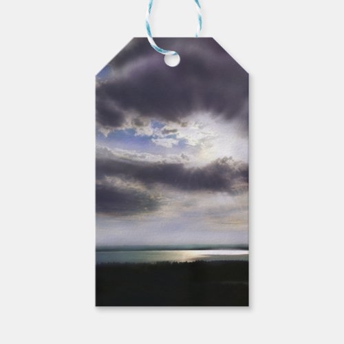 Sunset over the lake gift tags