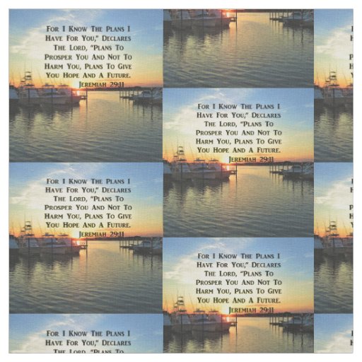 SUNSET OVER THE LAKE JEREMIAH 29:11 SCRIPTURE FABRIC