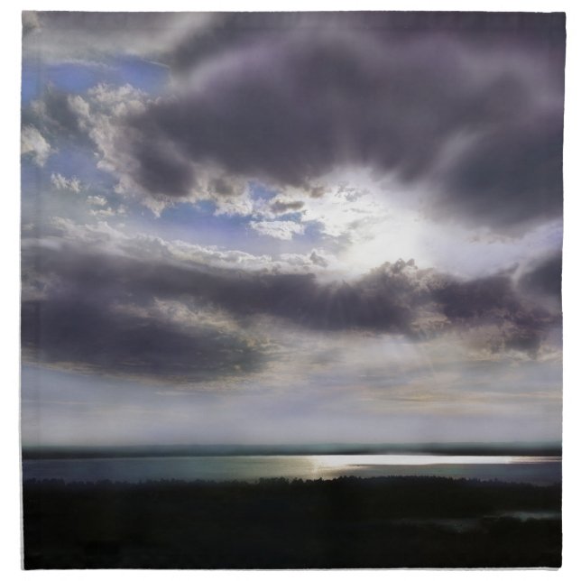 Sunset over the lake sunrise over the ocean napkin (Front)