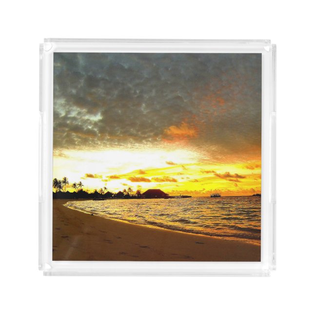 Sunset Over the Maldives Acrylic Tray (Front)