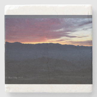 Sunset over the Mountains Stone Coaster