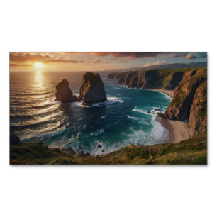 sunset over the ocean business card magnet