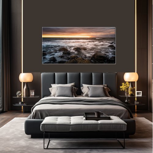 Sunset Over the Ocean Coast Metal Print