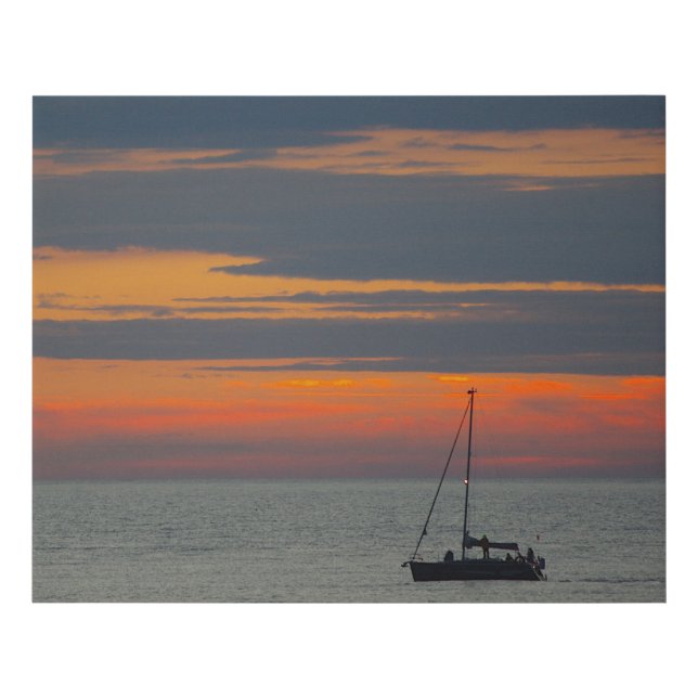 Sunset over the ocean faux canvas print (Front)
