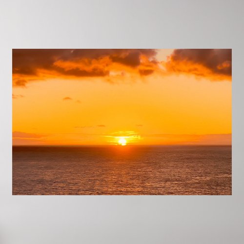 Sunset over the ocean in Madeira Island Poster