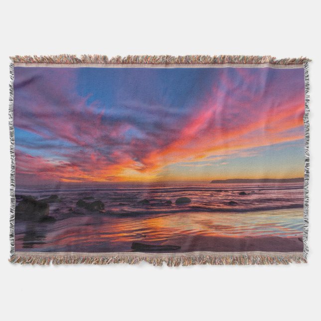 Sunset over the Pacific from Coronado 2 Throw Blanket (Front)