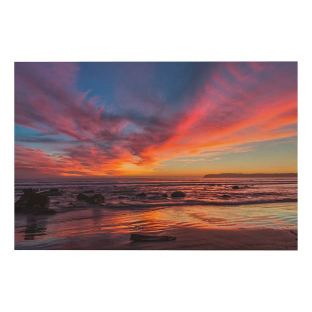 Sunset over the Pacific from Coronado 2 Wood Wall Art (Front)