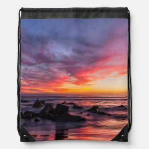 Sunset over the Pacific from Coronado Drawstring Bag