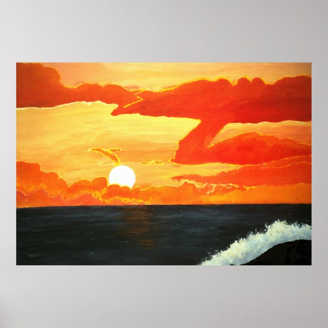Sunset over the pacific ocean orange sunset print (Front)