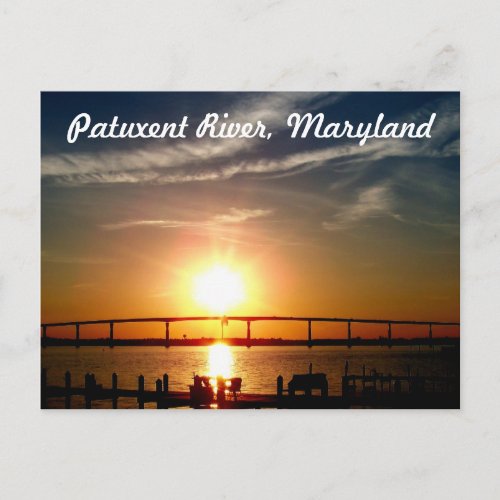 Sunset over the Patuxent River Solomons Island Postcard