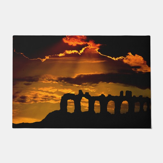 Sunset Over the Ruins Floor Mat (Front)
