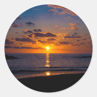 Sunset Over the Sea Classic Round Sticker