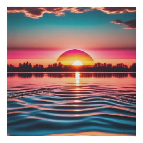 SUNSET OVER THE SEA FAUX CANVAS PRINT