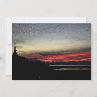 Sunset over the sea in Aberystwyth Holiday Card