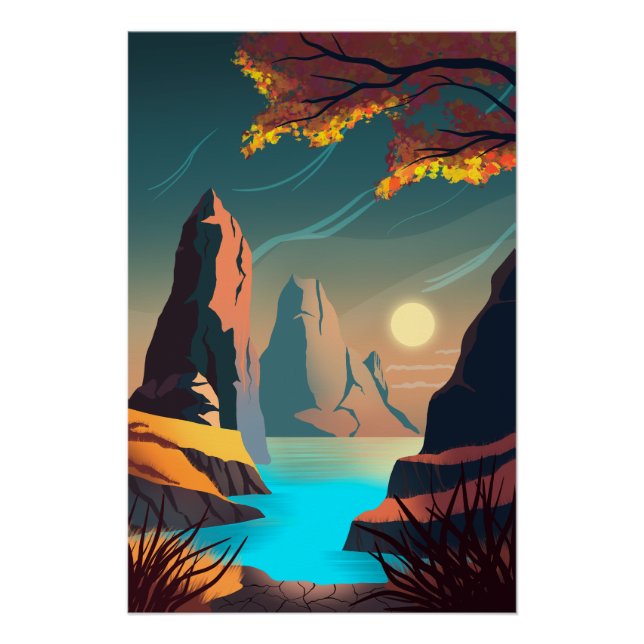 Sunset over the sea poster (Front)