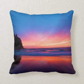 Sunset Over The Sea Throw Cushion by LATENA at Zazzle