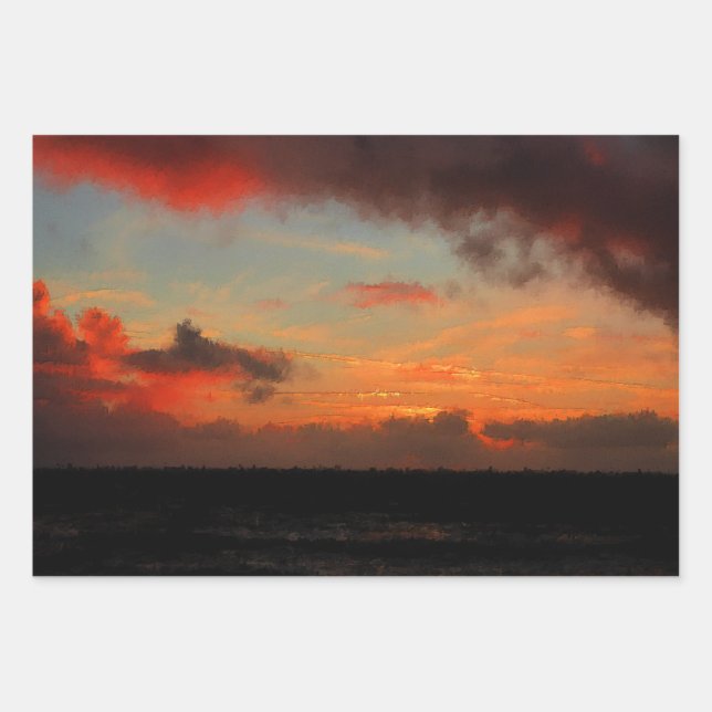 SUNSET OVER THE SEA WRAPPING PAPER SHEETS (Front 2)