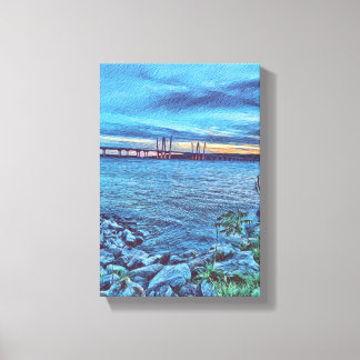 Sunset over the Tappan Zee bridge  Canvas Print
