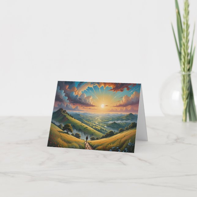 Sunset Over the Valley Letterpress Thank You Card (Front)