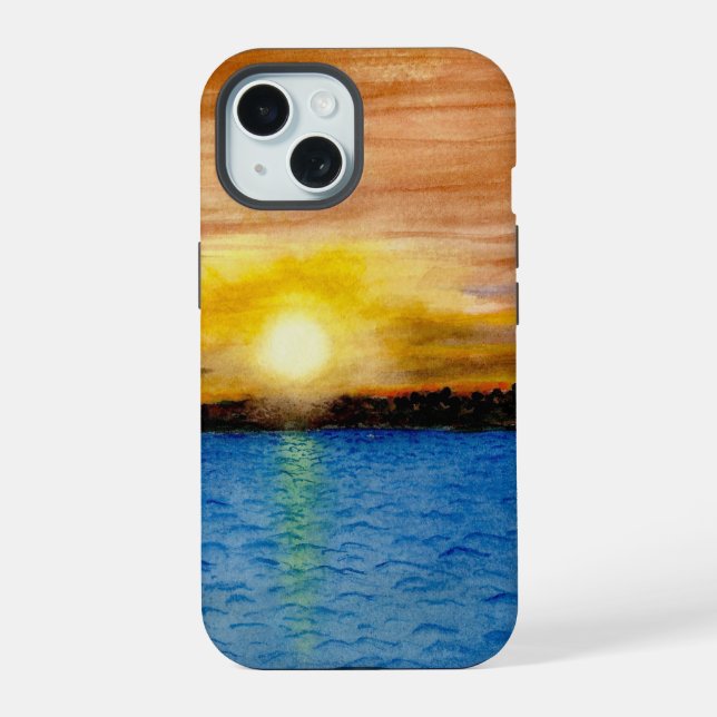 Sunset over the water iphone case (Back)