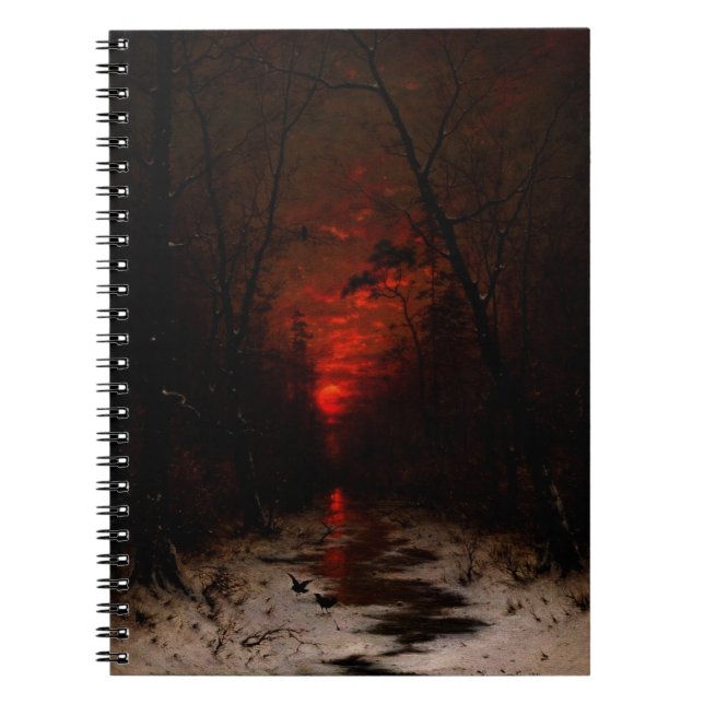 Sunset over the Winter Forest by Heinrich Gogarten Notebook (Front)