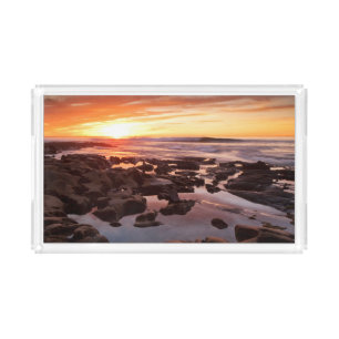 Sunset Over Tide Pools Acrylic Tray