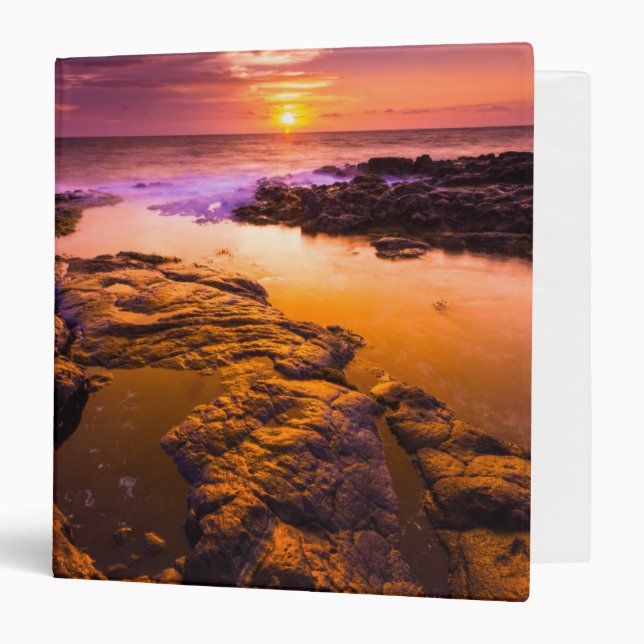 Sunset over tide pools, Hawaii 3 Ring Binder (Front/Inside)