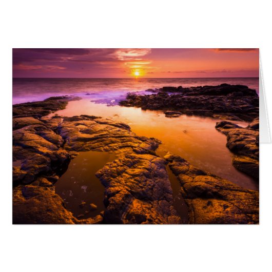 Sunset over tide pools, Hawaii Cards (Front Horizontal)
