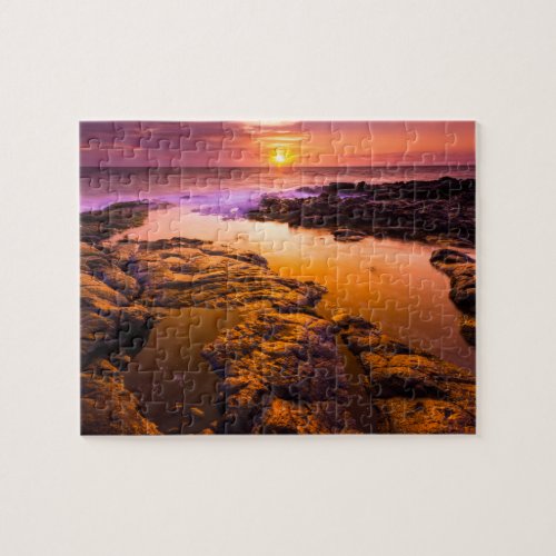 Sunset over tide pools Hawaii Jigsaw Puzzle