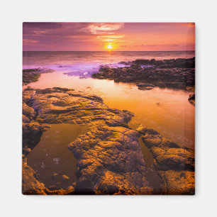 Sunset over tide pools, Hawaii Magnet