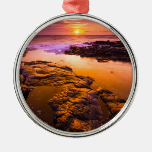 Sunset over tide pools, Hawaii Metal Ornament