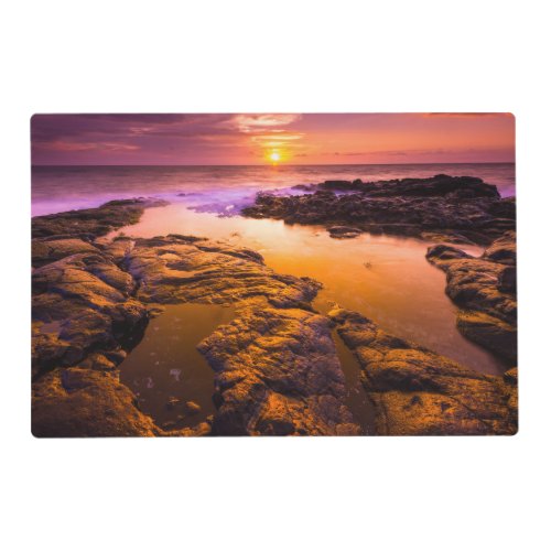 Sunset over tide pools Hawaii Placemat