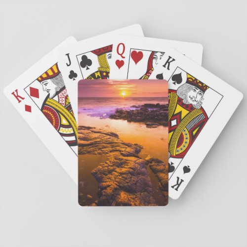 Sunset over tide pools Hawaii Playing Cards