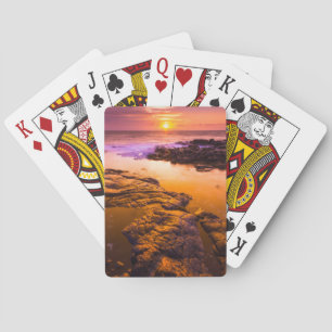 Sunset over tide pools, Hawaii Poker Cards