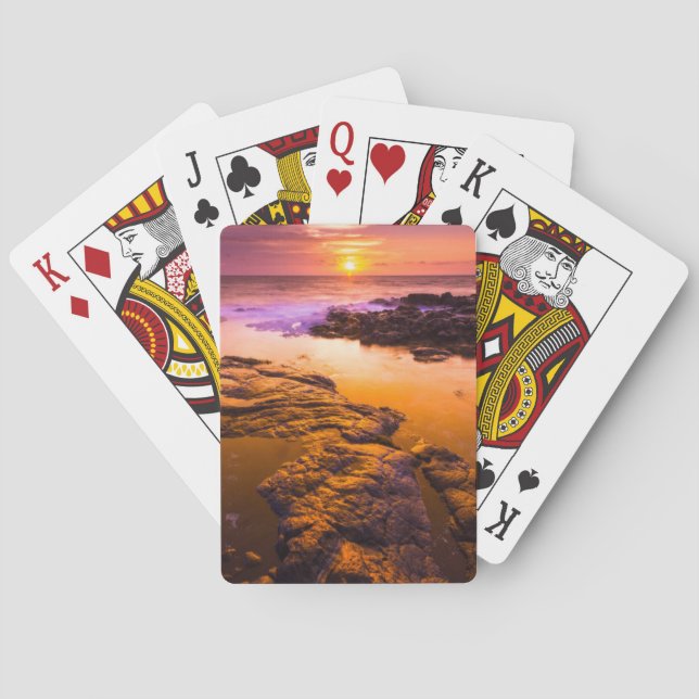 Sunset over tide pools, Hawaii Poker Cards (Back)