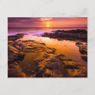 Sunset over tide pools, Hawaii Postcard
