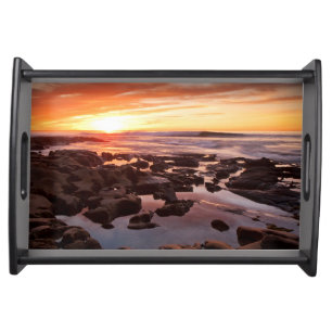 Sunset Over Tide Pools Serving Tray