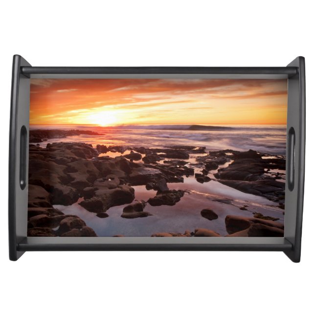Sunset Over Tide Pools Serving Tray (Front)