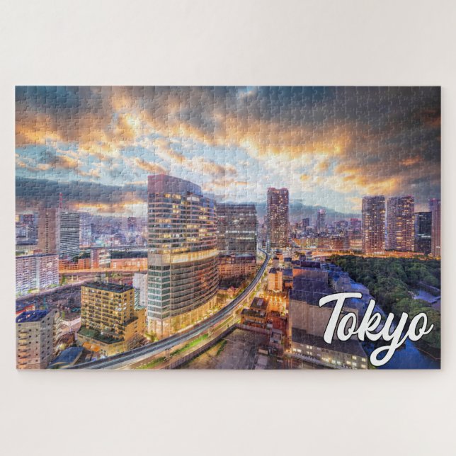 Sunset Over Tokyo, Japan Jigsaw Puzzle (Horizontal)